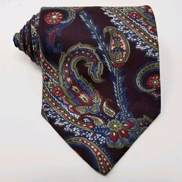 Christian Dior Monsieur Maroon Blue Paisley Print - Picture 1 of 5